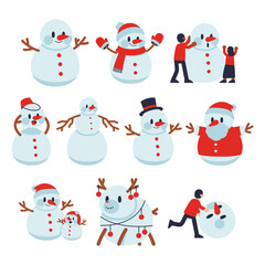 A collection of playful snowmen and characters, perfect for holiday decorations and winter themed projects.