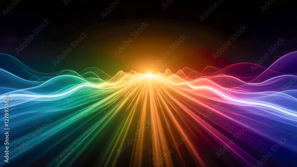 Aufkleber vibrant colorful waves of light representing energy flow and movement in abstract background design