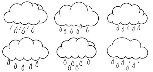 Rain Cloud Outline Coloring Page Printable Line Art Drawing
