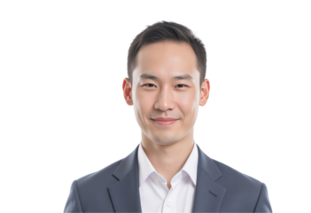 Empowering Leadership: Businessman Manager in a Portrait Concept. Professional man in a suit with a confident smile, isolated on transparent background