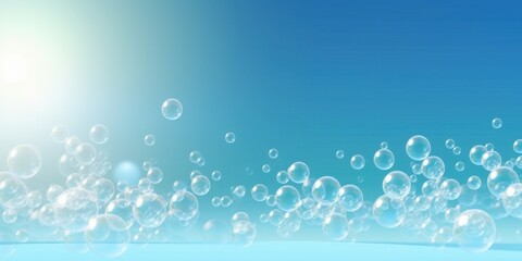Captivating Tranquility: A Beautiful Display of Bubbles Against a Serene Blue Background
