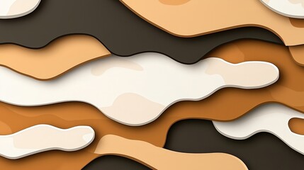 Abstract Layered Landscape in Earth Tones with Flowing Shapes and Curved Forms