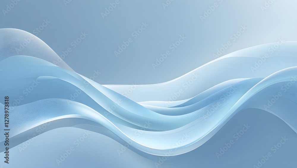 Poster elegant waves: a serene and captivating image of flowing, undulating waves in shades of blue, evokin