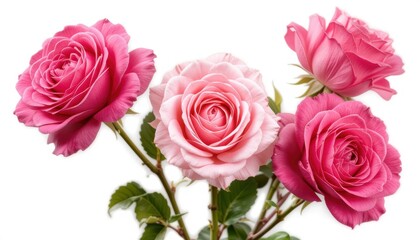 Obraz premium Beautiful Arrangement of Pink and Light Pink Roses on a White Background for Floral Decoration and Design Concepts