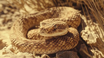 Obraz premium Coiled Desert Snake Close Up