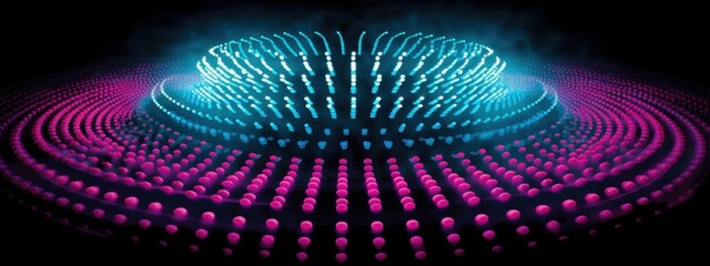 Vibrant Audio Waveform Visualization in Neon Colors Shaping a Dynamic Digital Landscape