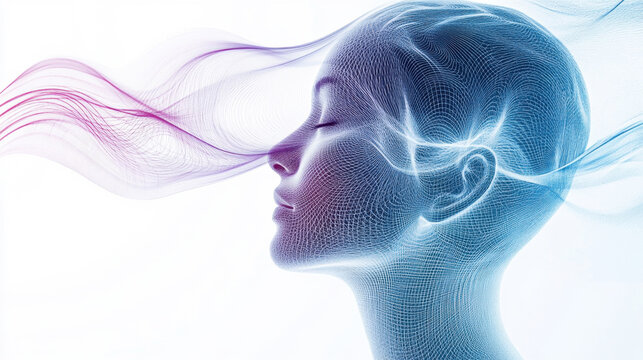 Syncing your brain waves with guided meditation techniques, relaxation and clarity background.