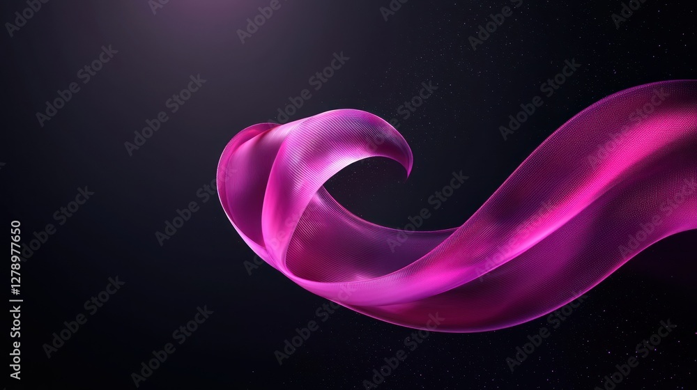 Poster A stylized pink ribbon icon with a gradient effect, surrounded by soft shadows. 