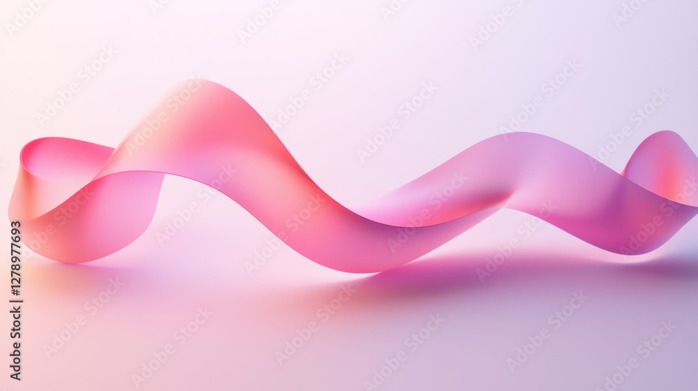 Poster a stylized pink ribbon icon with a gradient effect, surrounded by soft shadows.