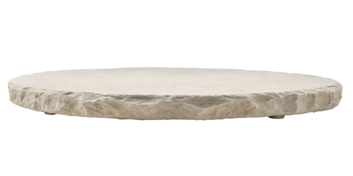Smooth Flat Stone Platform with Rough Edges on White Background, Chic, Minimalist Stone Display