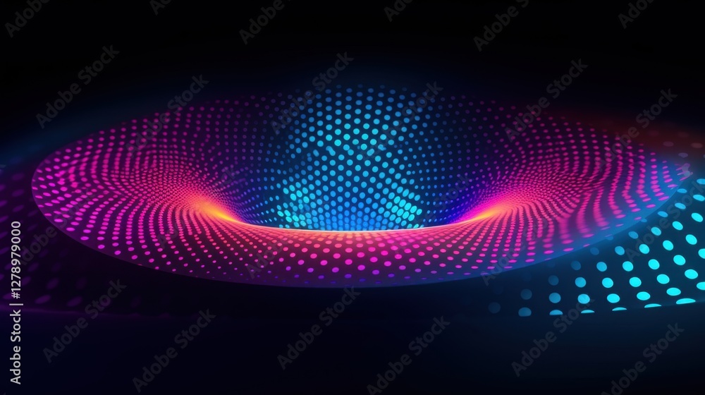 Poster vibrant and mesmerizing ripple effect with colorful dots and gradient light displaying digital artis