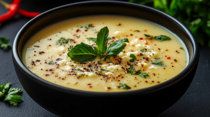 Creamy Delight: A Bowl of Homemade Soup, Perfect for a Cozy Dinner