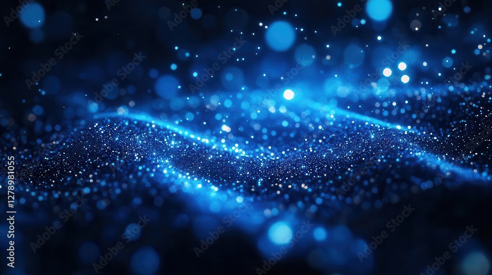 Aufkleber mystical dark blue particle burst abstract background with radiant glowing elements and futuristic e