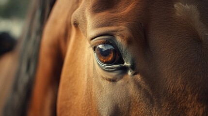 Close-Up of a Brown Horse's Eye