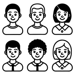 People icon set black isolated on transparent background.
