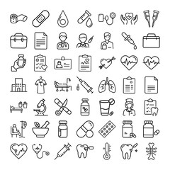 Medical Icons Healthcare, Treatment, Diagnosis, and Wellness Symbols
