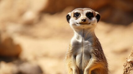 Fototapeta premium Adorable Meerkat Portrait in Desert Setting
