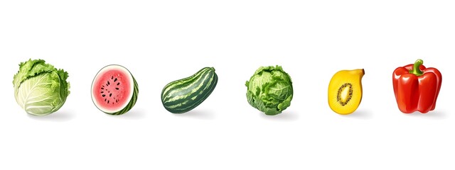 Fruit and vegetable clip art, cartoon style
