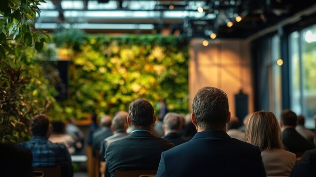 A net-zero business event where industry leaders discuss strategies to achieve carbon neutrality.