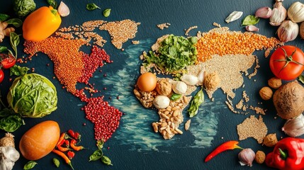 colourful world food day poster with world map