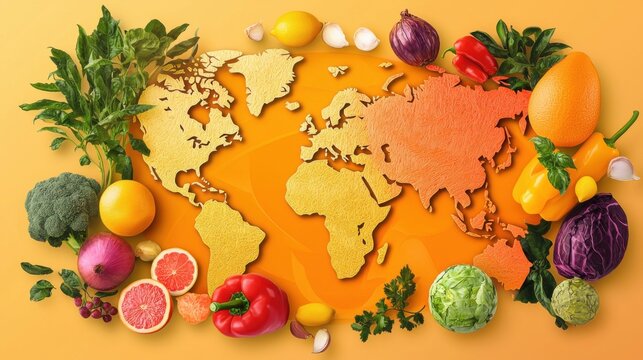 colourful world food day poster with world map