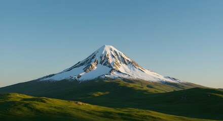 Paisaje de monta&ntilde;a minimalista bajo una luz dorada