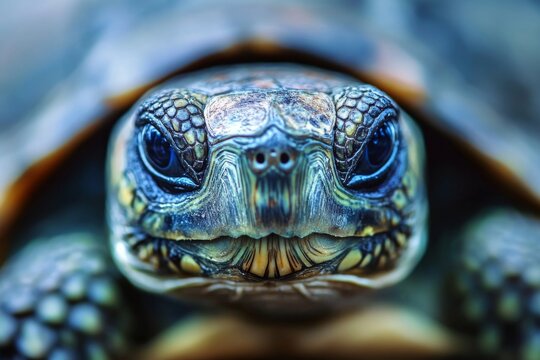 Close-up Portrait of a Turtle's Face: A Stunning Display of Nature's Beauty