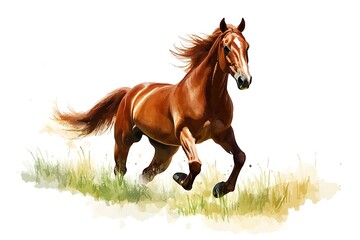 A Majestic Horse in Full Gallop, Watercolor Style