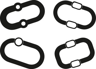 Carabiner Clip Set Vector - Outdoor Gear, Climbing Equipment Icons

