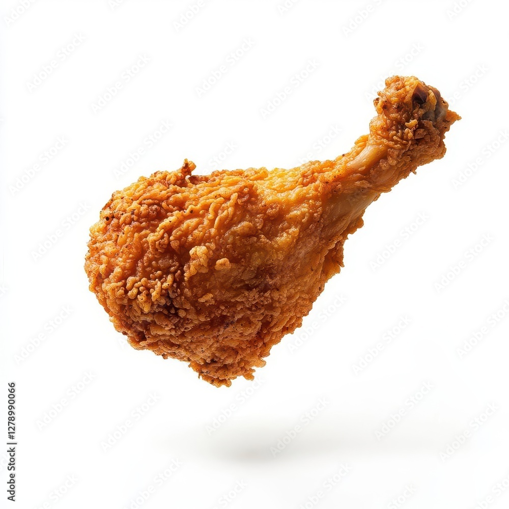 Aufkleber surreal floating fried chicken piece isolated on a crisp white background creating a playful and une