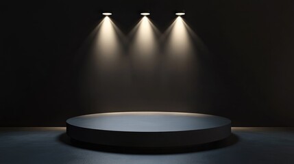 Abstract dark space background. Product showcase with spotlight, Black studio room background, Empty space studio dark room with spot lighting in black background. Use as montage for product display.