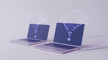 Seamless file sharing between laptops with visual data transfer effect