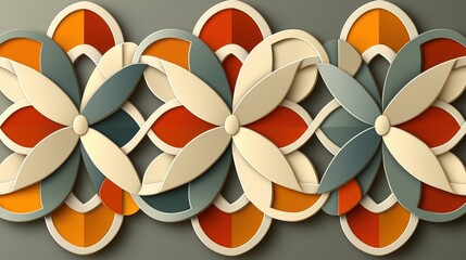 Colorful Decorative Pattern with Flower Motifs in Modern Style on a Soft Background
