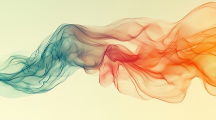Abstract Flowing Smoke in Vibrant Colors of Orange and Teal on a Soft Background