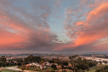 sunset over the city