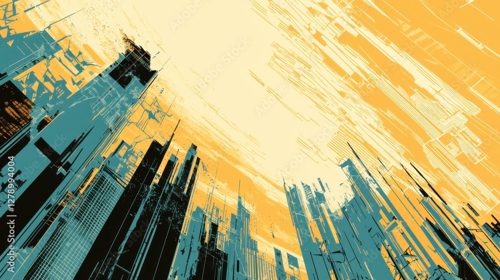 Fototapete a clean, futuristic banner featuring a shattered market graph with modern cyber elements and text sp