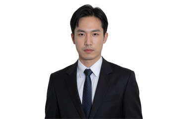 Empowering Leadership: Businessman Manager in a Portrait Concept. Professional man in a suit with a serious expression, isolated on transparent background