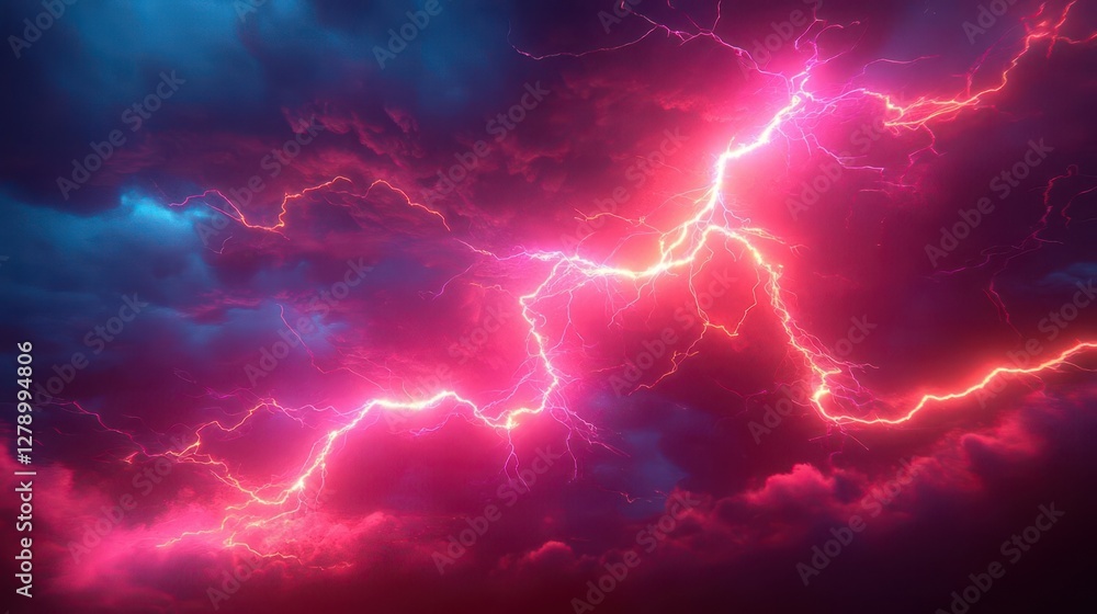 Aufkleber vivid 3d rendered lightning strike element with intense colored sparks and dynamic energy for futuri