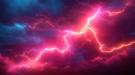 Vivid 3D Rendered Lightning Strike Element with Intense Colored Sparks and Dynamic Energy for Futuristic Visual Effects