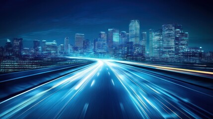 Obraz premium Night Cityscape Highway Lightspeed Travel