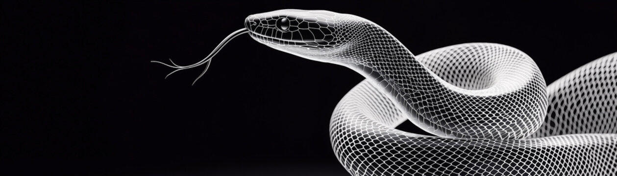 Wireframe snake on black background reptile digital abstract
