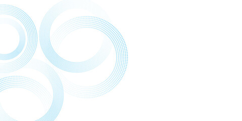 White abstract background with blue circle. halftone dots decoration. Modern banner template.