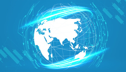 Planet earth and technology background with computer objects