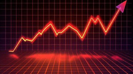 A collapsing business line graph on a futuristic banner with neon cyber highlights and soft shadow gradients.