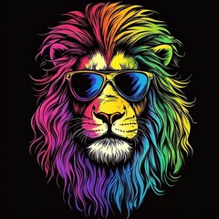 Fun and playful cartoon lion sporting stylish sunglasses.