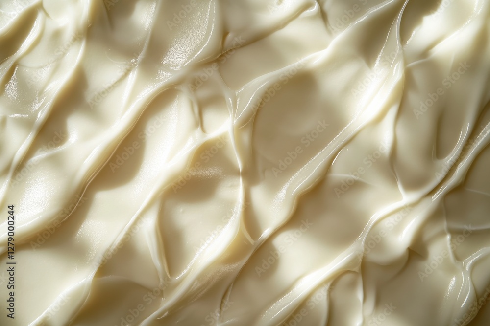 Poster creamy textured surface with natural folds resembling soft waves or fabric in a warm light setting