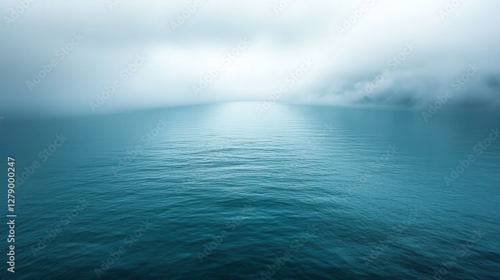 Poster serene ocean view with gentle waves under a cloudy sky, evoking calmness and tranquility