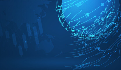 Planet earth and technology background with computer objects