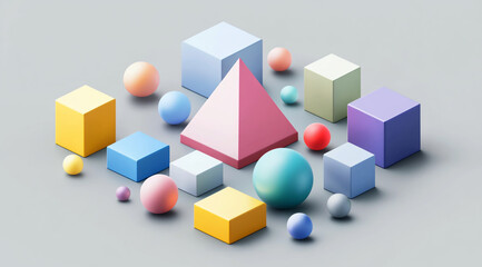 Obraz premium colorful geometric shapes on a grey background.