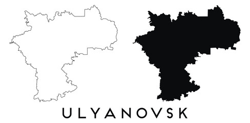 Fototapeta premium Ulyanovsk city map with black border outline vector